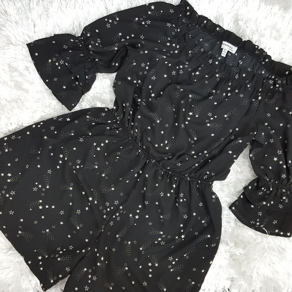 Monteau Pants - Monteau Black White Shooting Stars Romper